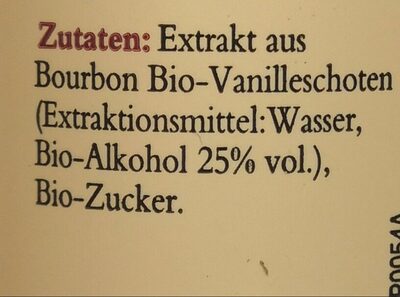 Bourbon Bio-Vanille extrakt - Zutaten