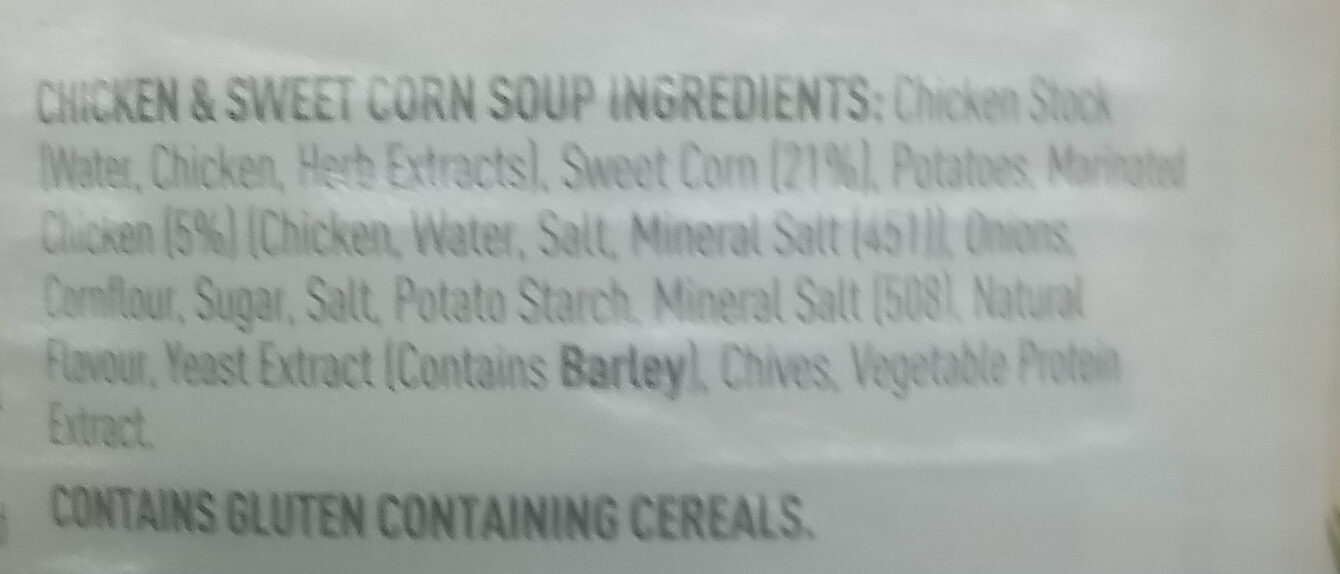 Chicken & Sweet Corn Soup - Ingredients