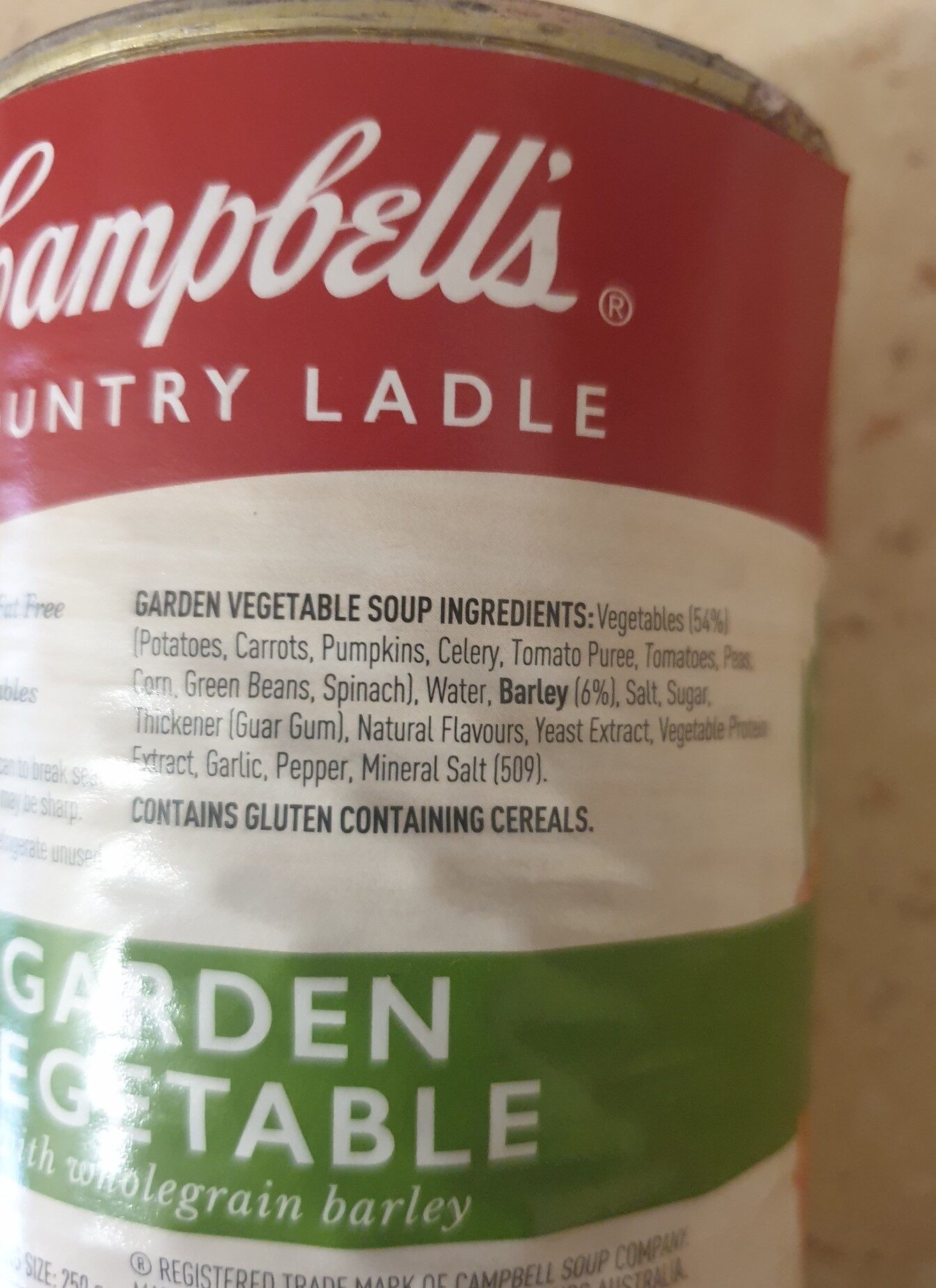 Campbell's garden vegetable soup - Ingredients