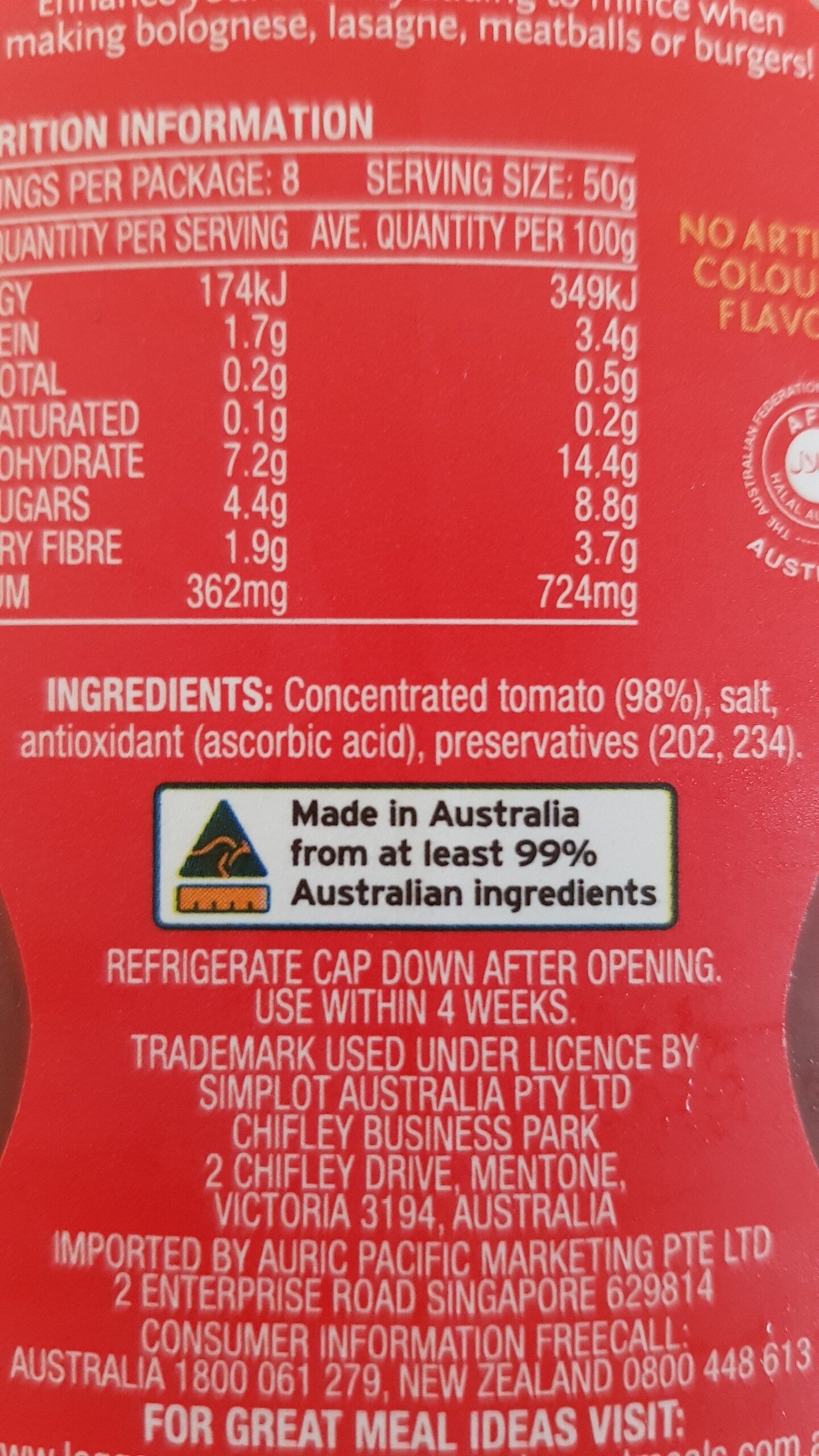 tomato paste - Ingredients