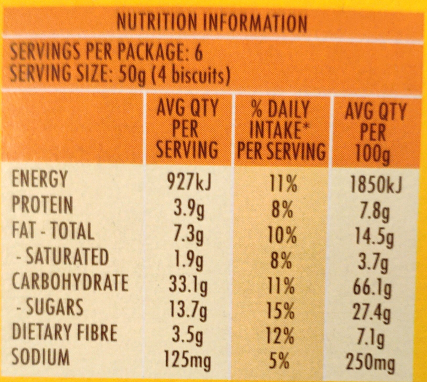 Chocolate Breakfast Biscuits - Nutrition facts