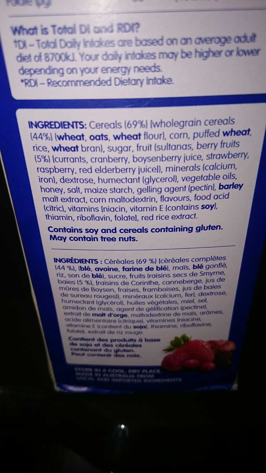 Light 'n Tasty Berry - Ingredients