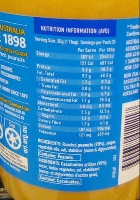 Smooth Peanut Butter - Nutrition facts - fr