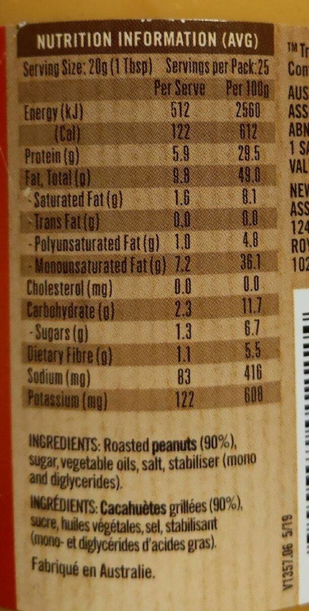 Crunchy Peanut Butter - Nutrition facts - fr