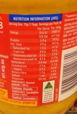 Natural Crunchy Peanut Butter - Nutrition facts
