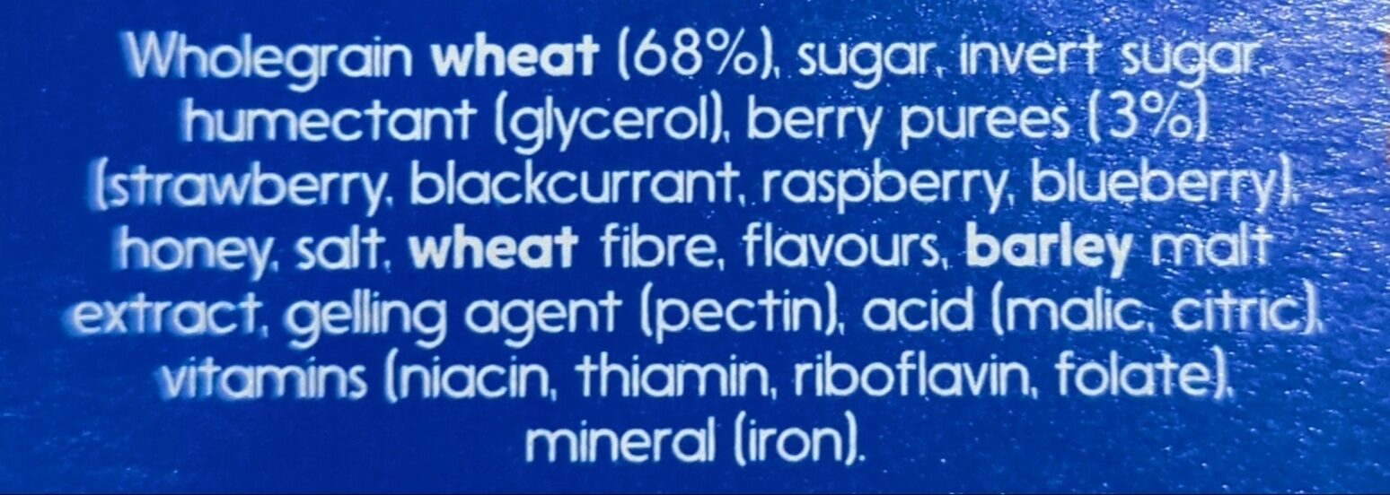 Weetbix Wildberry Bites - Ingredients