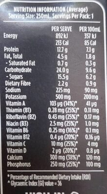 Up&Go Protein Energize - Nutrition facts