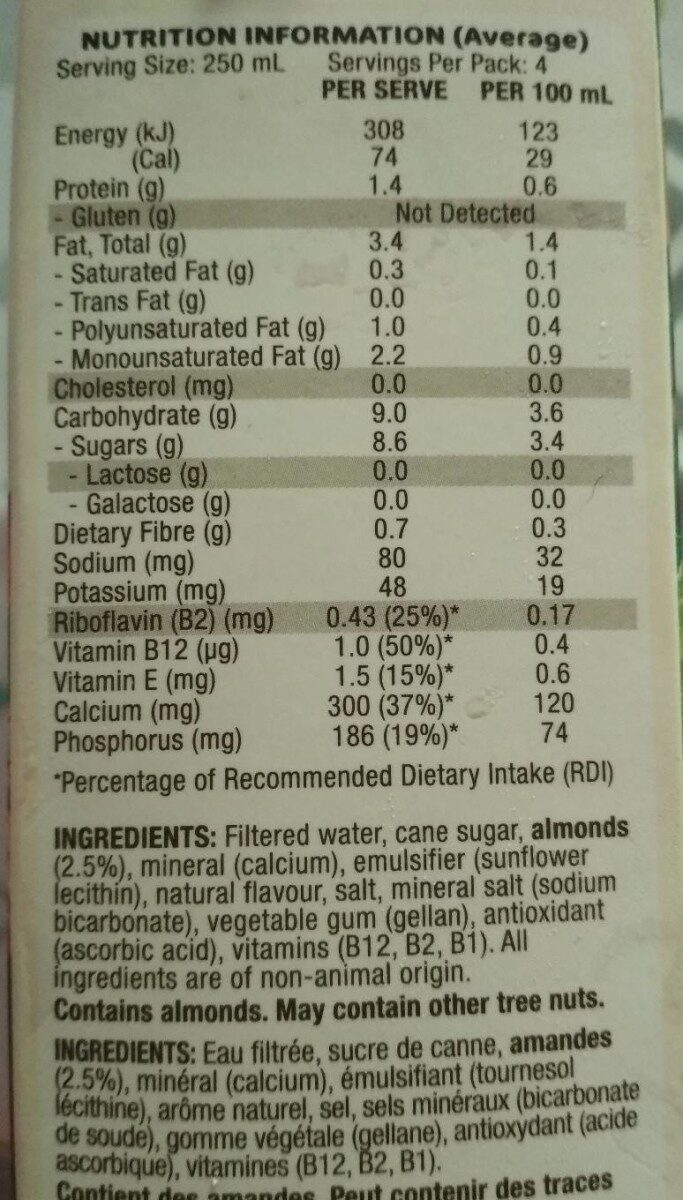 So Good - Nutrition facts - fr