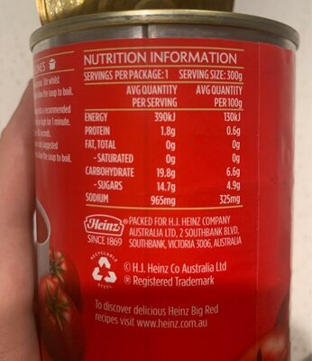 Heinz big red soup for one - Nutrition facts