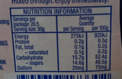 Thick'n'rich - Nutrition facts