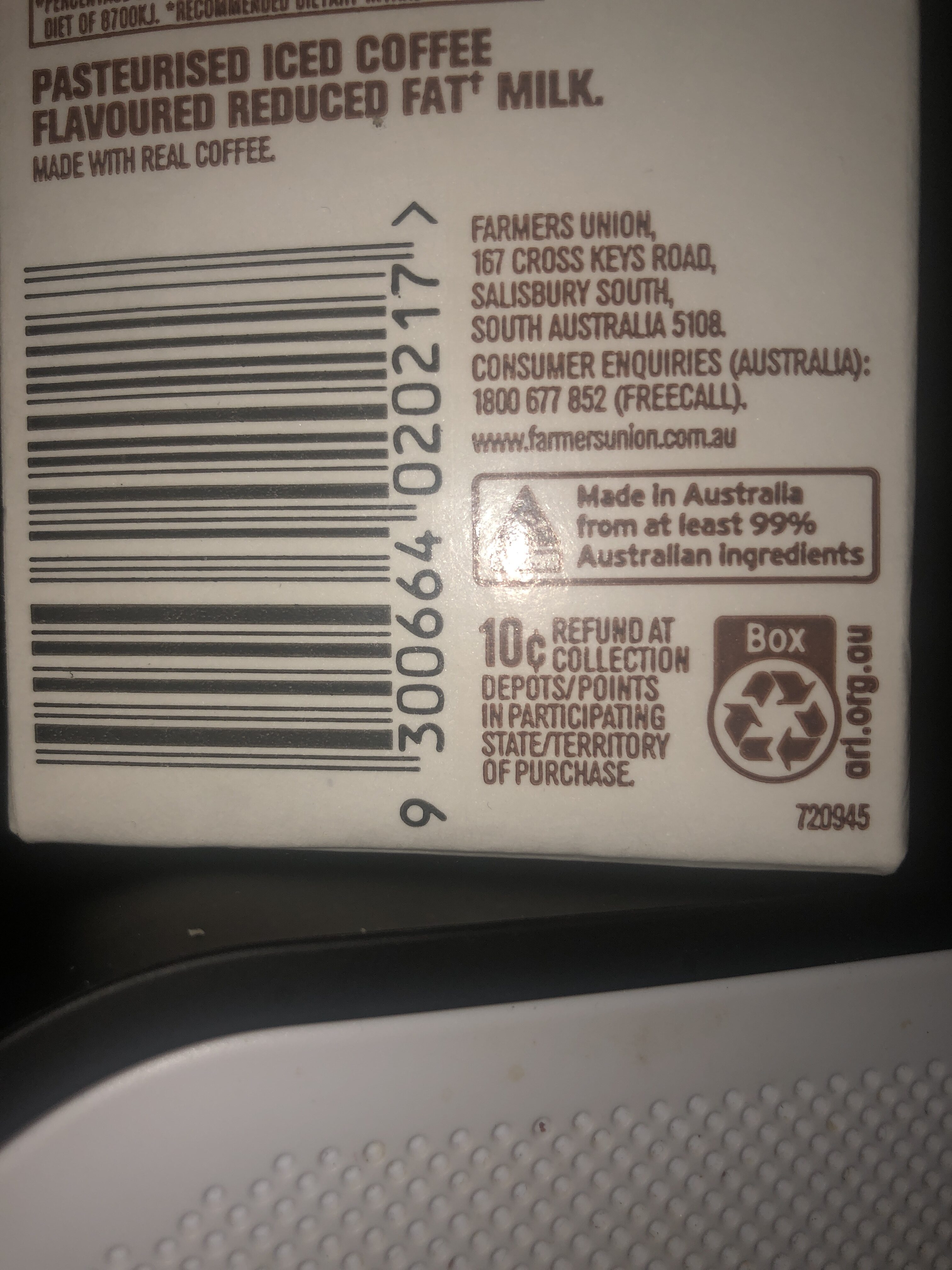 Iced Coffee - Recycling instructions and/or packaging information
