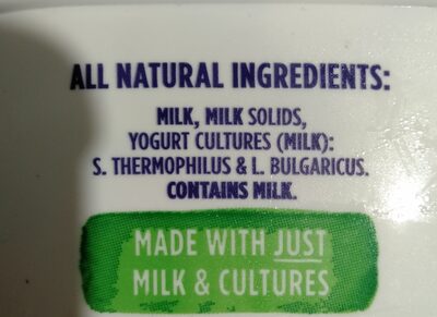 Natural Pot Set Yogurt - Ingredients