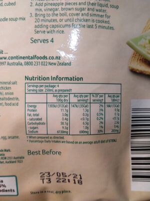chicken noodle soup - Nutrition facts
