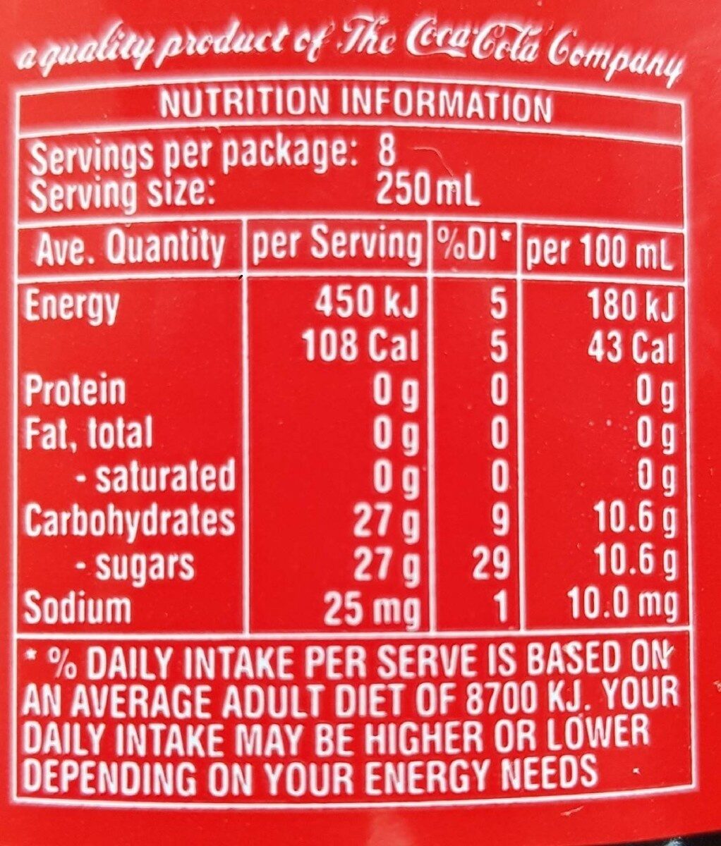 Soft Drink - Nutrition facts