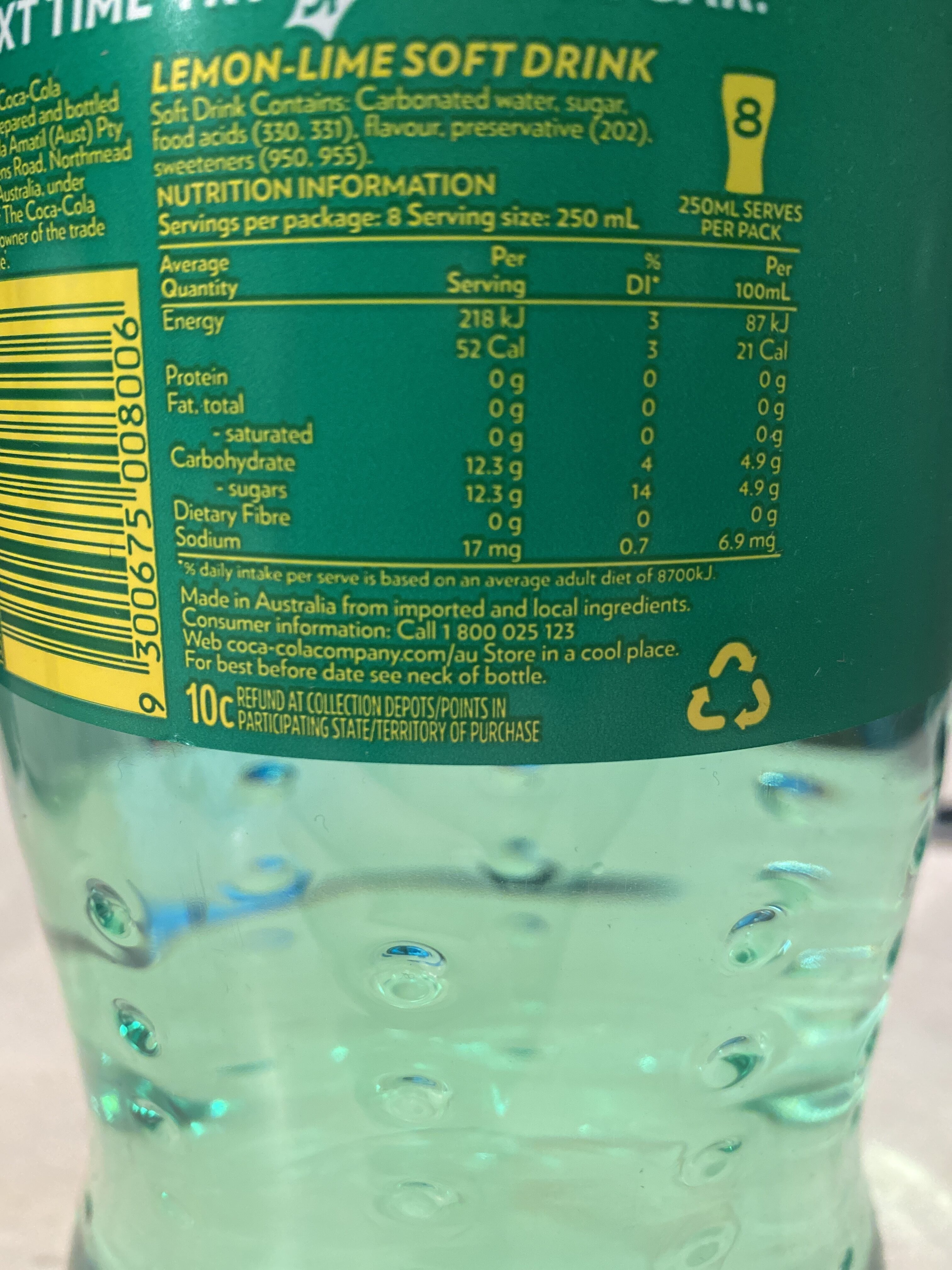 Sprite - Recycling instructions and/or packaging information