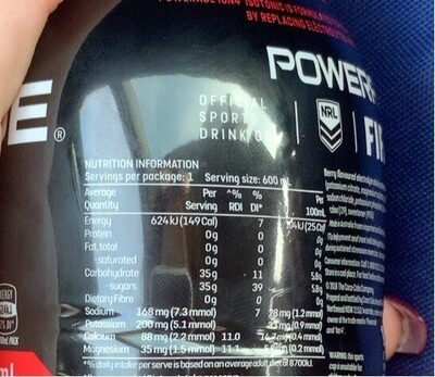 Berry Ice Powerrade ION4 - Nutrition facts