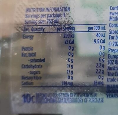 Lime rush - Nutrition facts