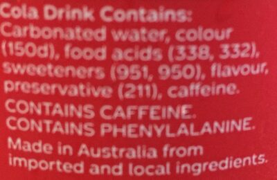 Coca Cola vanille sans sucres - Ingredients