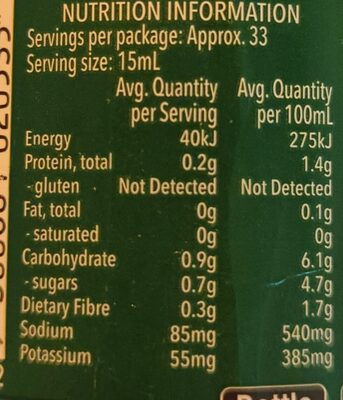 Tomato Sauce - No added sugar - Nutrition facts