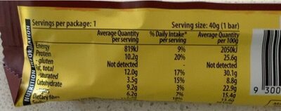 Peanut and chocolate protein bar - Nutrition facts