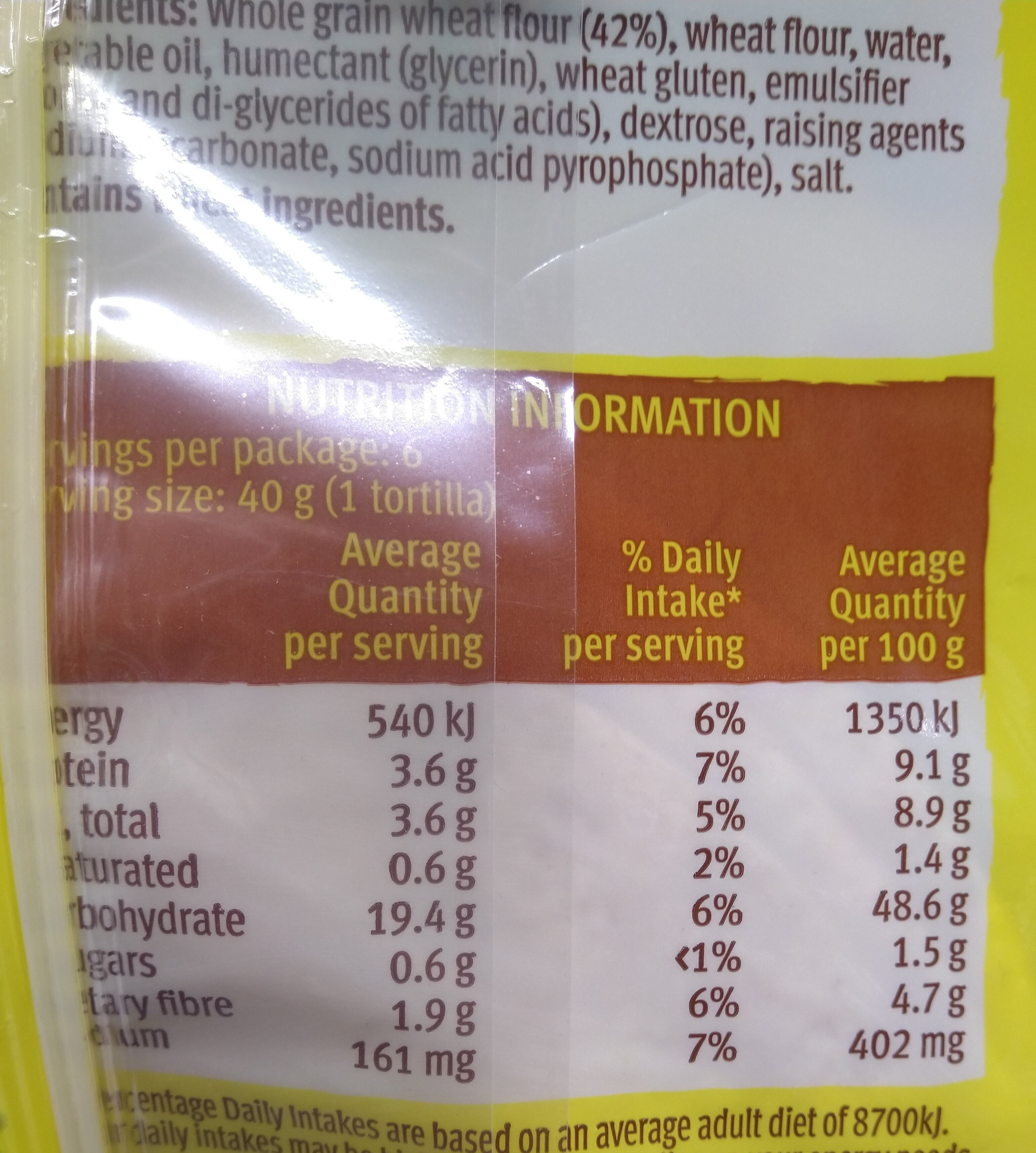 Old El Paso - Nutrition facts