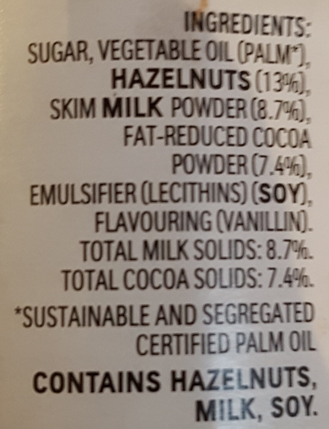 Nutella - Ingredients