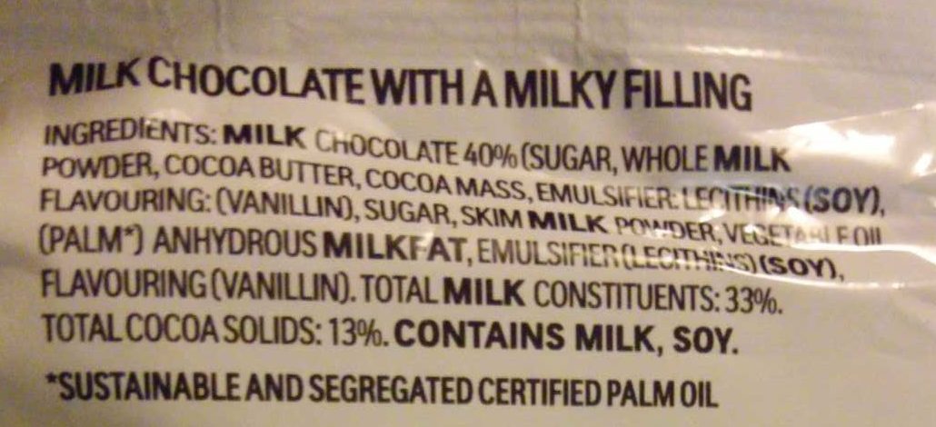 Kinder Chocolate - Ingredients