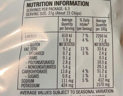 Cheese & Onion - Nutrition facts