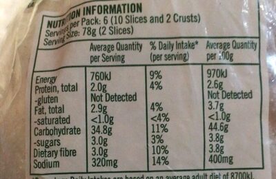 Traditional White - Gluten Free - Nutrition facts