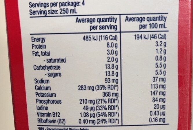 rev low fat - Nutrition facts