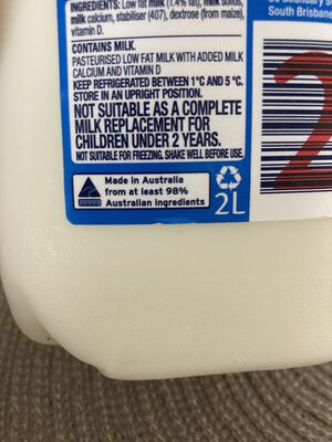 Physical High Calcium Low Fat Milk - Recycling instructions and/or packaging information