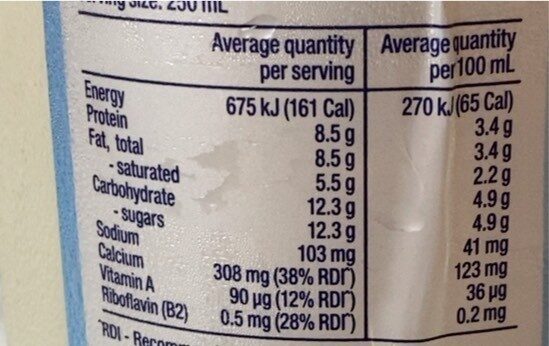 QLD Full Cream Goodness - Nutrition facts