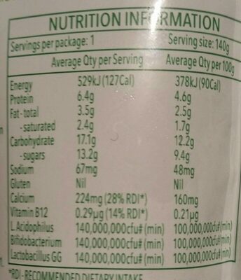 Kids yoghurt Vanilla - Nutrition facts