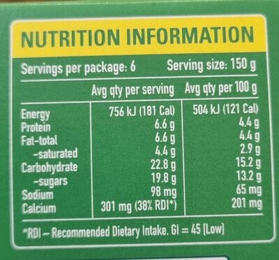Energy dairy snack - Nutrition facts
