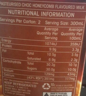 Choc Honeycomb - Nutrition facts