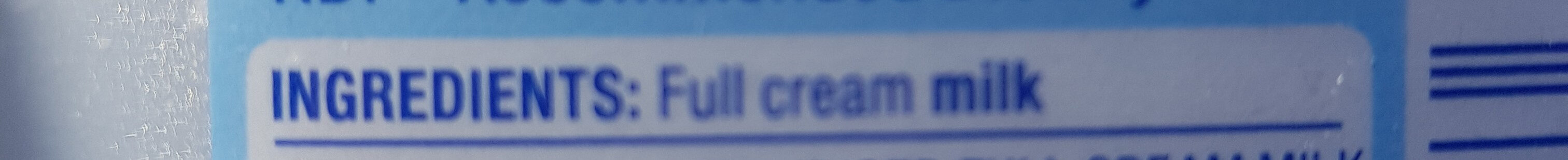 Milk Full Cream - Ingredients