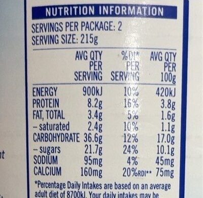 Riz au lait - Nutrition facts