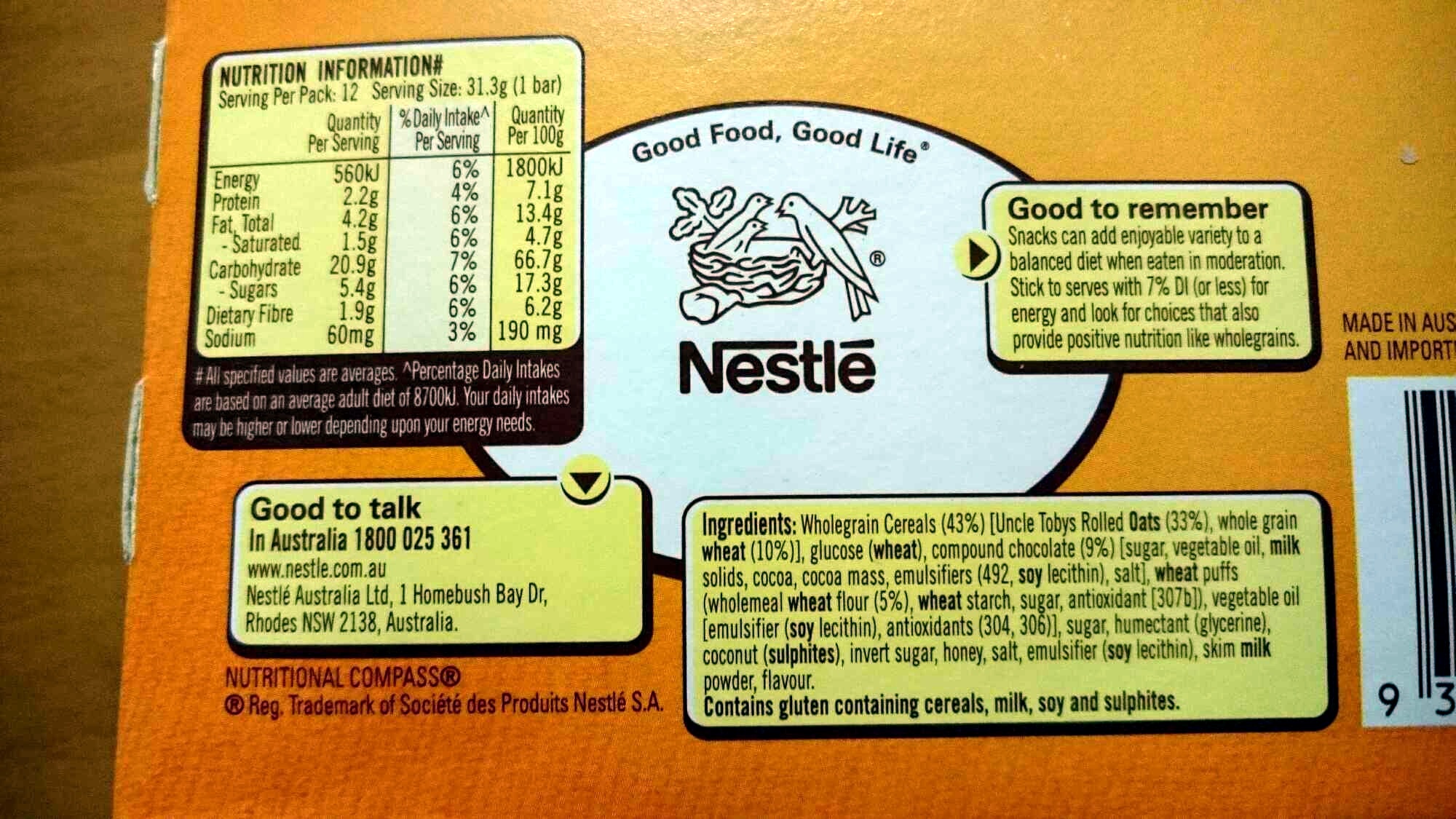 Chewy choc chip - Nutrition facts