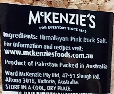 McKenzies Pink Rock Salt - Nutrition facts