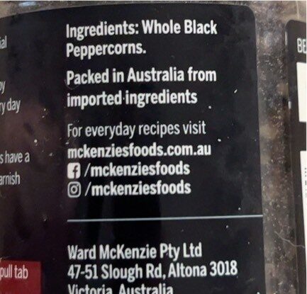 whole black peppercorns - Nutrition facts