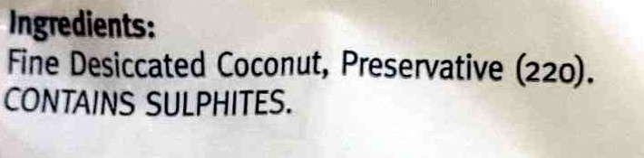 Fine desiccated coconut - Ingredients