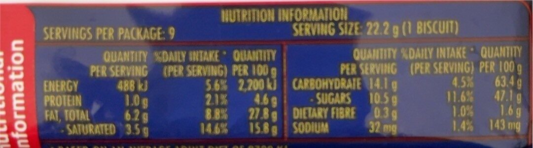 Tim Tam Double Coat - Nutrition facts - fr