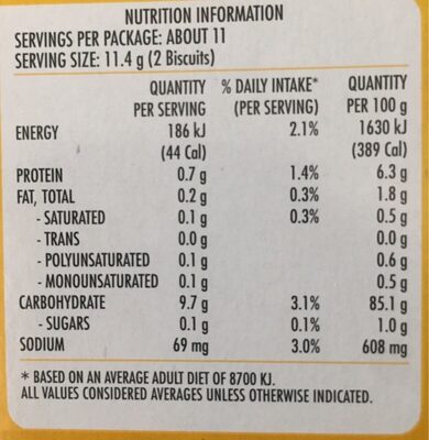 Cruskits Rice - Nutrition facts