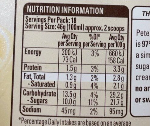 Light & creamy - Nutrition facts