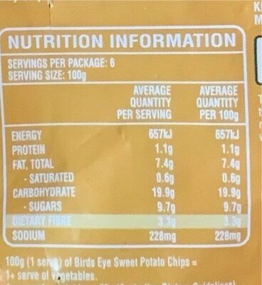 Deli Sweet Potato Chips Seasoned with Paprika - Nutrition facts