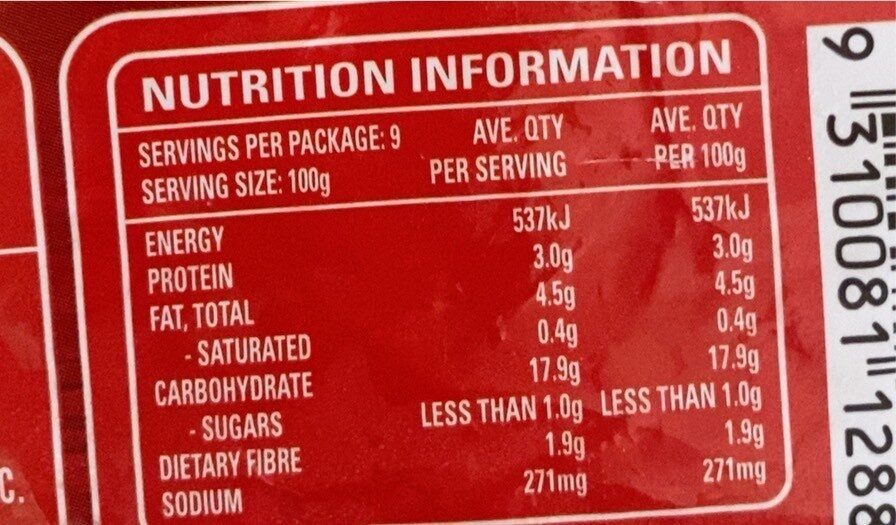 Chips - Nutrition facts