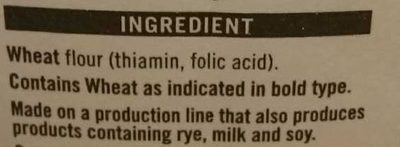 whitevbackers flour - Ingredients