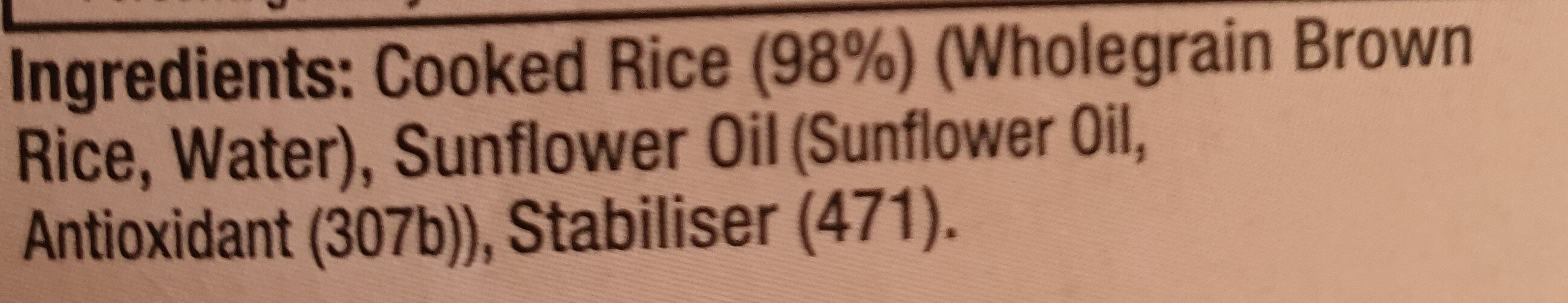Brown Whole Gain Rice - Ingredients