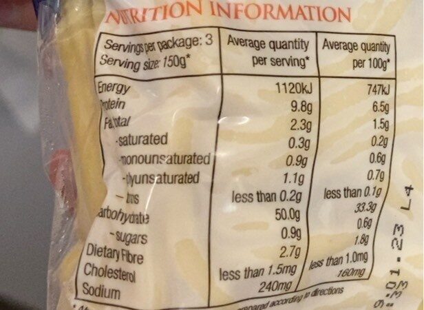 Fresh noodle - Nutrition facts