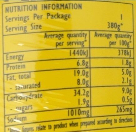 Noodles Cup Beef - Nutrition facts
